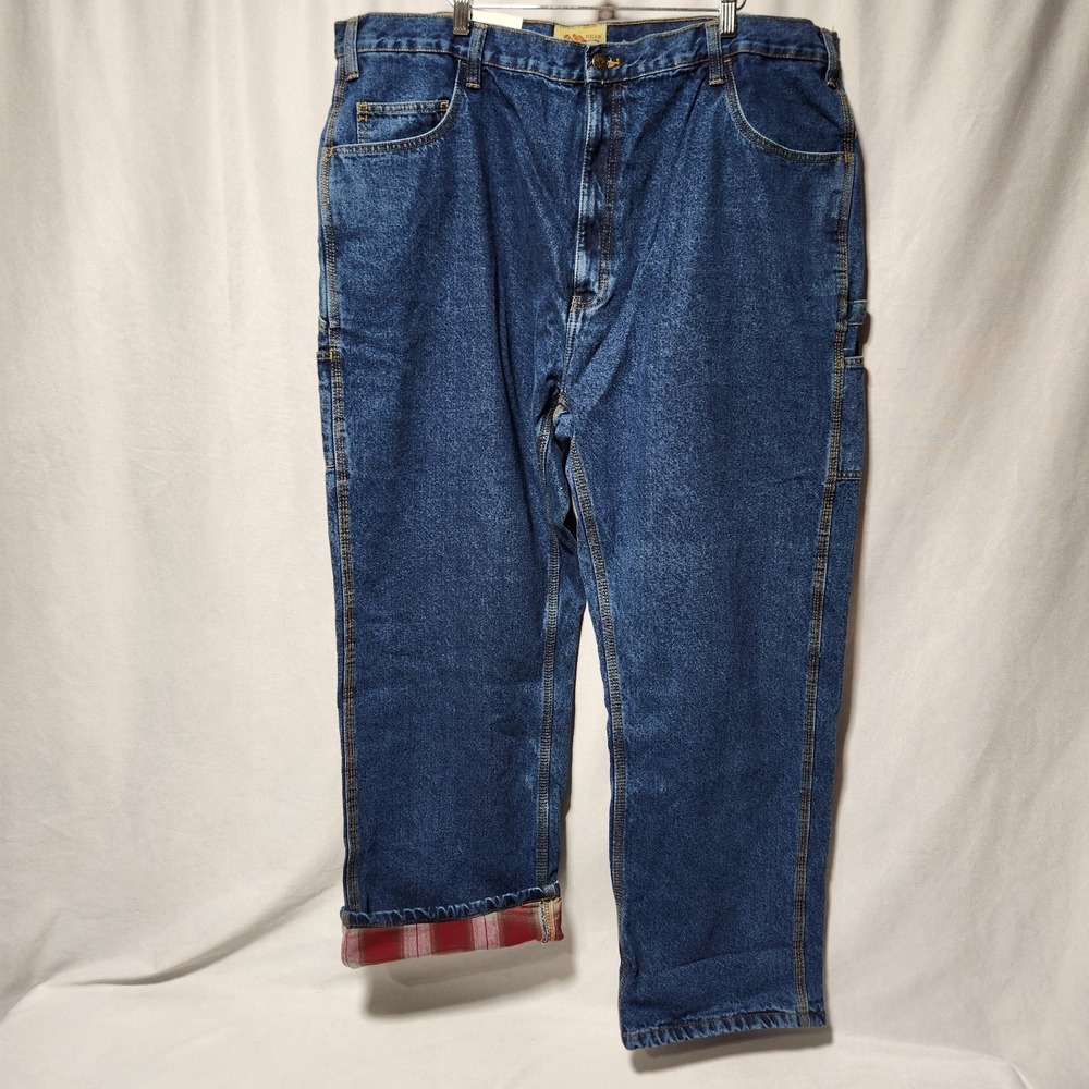 men's FIELD N FOREST Flannel Lined Jeans denim Relaxed Fit size 42x30 Stone Wash